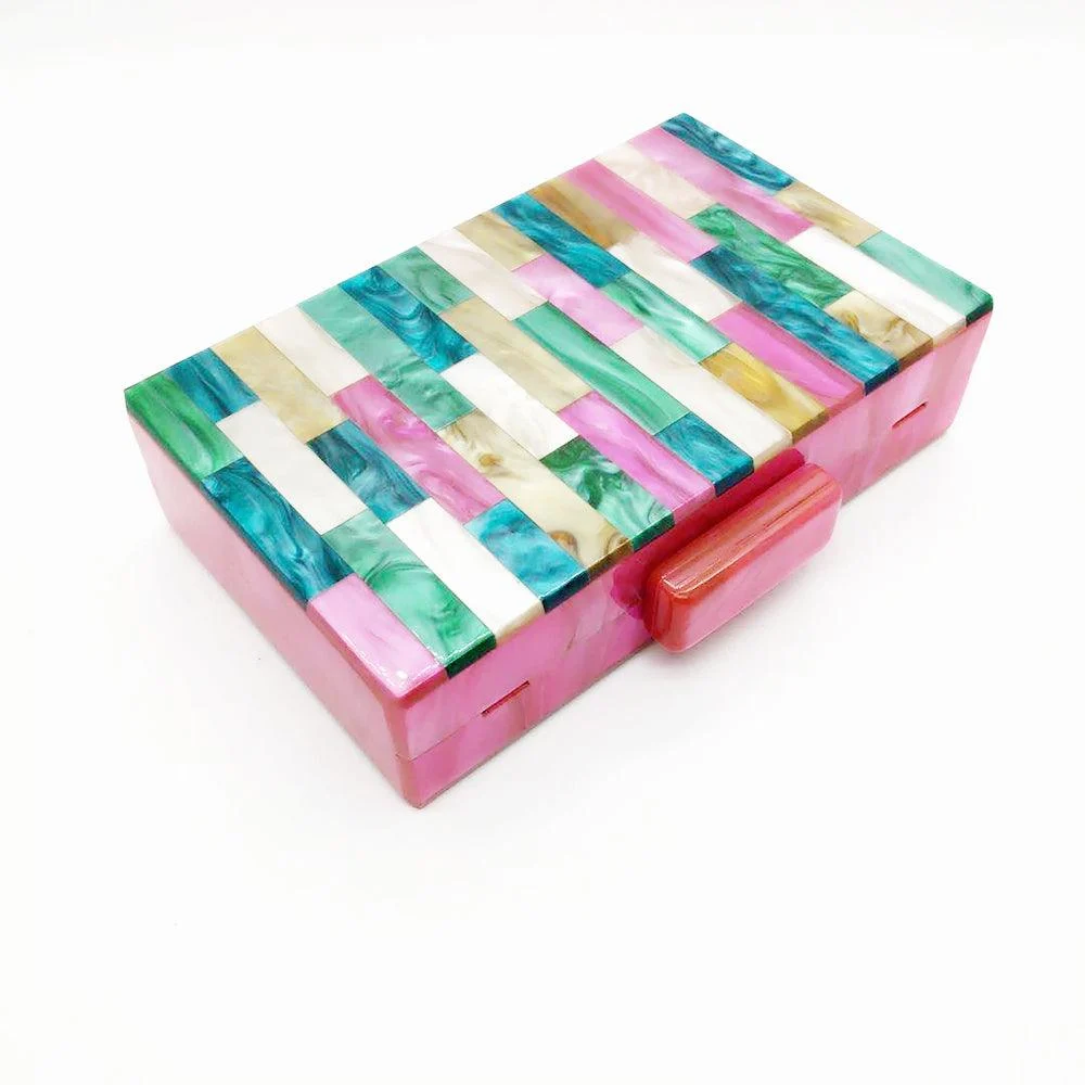 Feria Multi-Color Acrylic Evening Box Clutch - Glova