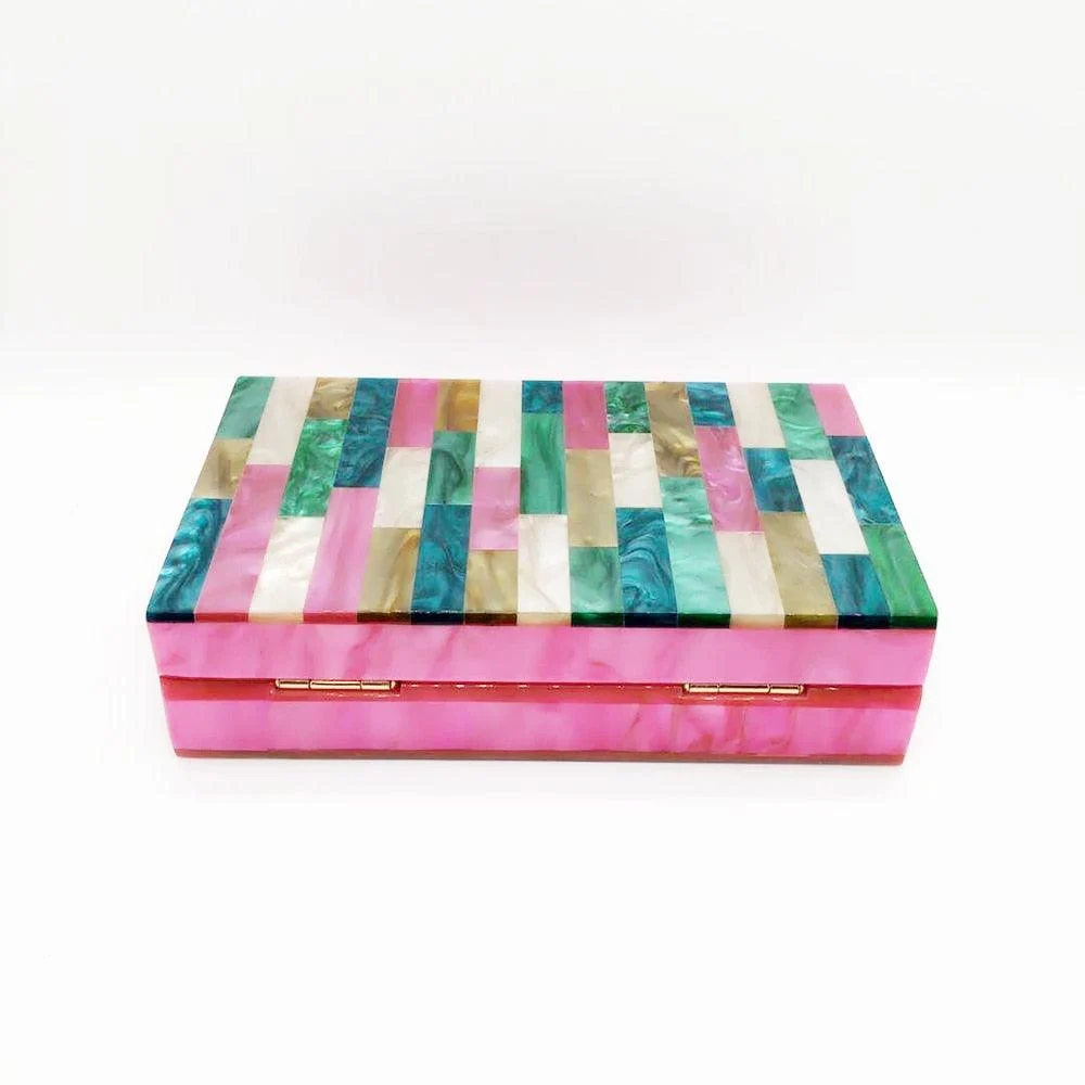 Feria Multi-Color Acrylic Evening Box Clutch - Glova