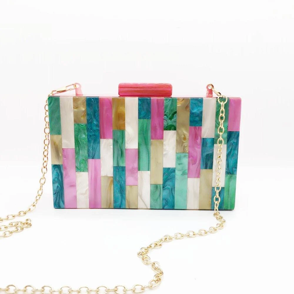 Feria Multi-Color Acrylic Evening Box Clutch - Glova