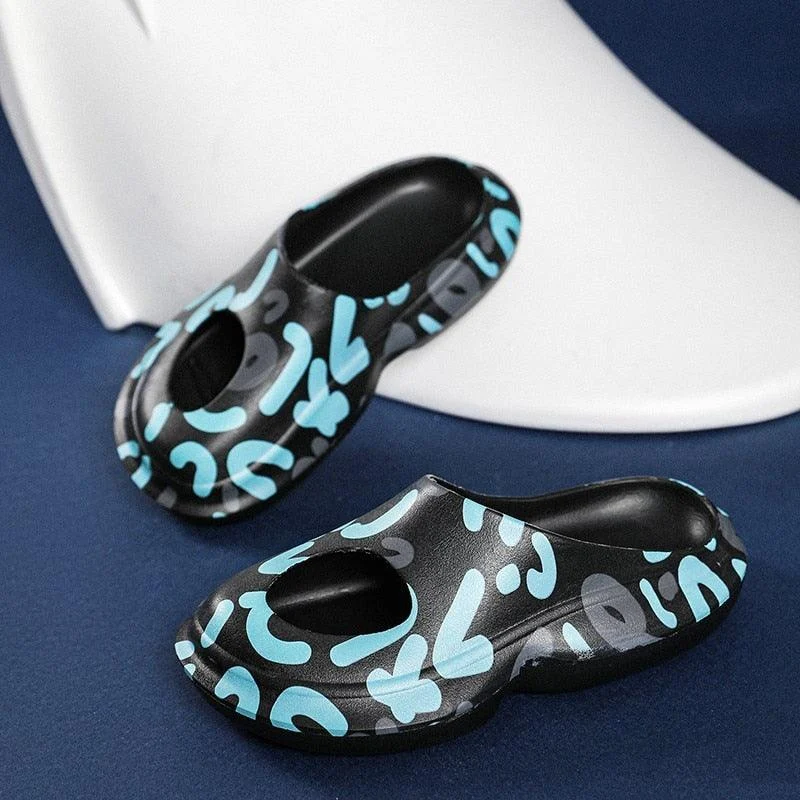 Ferris Printed Peep Top Rubber Moccasin Slippers - 3 Colors - Glova