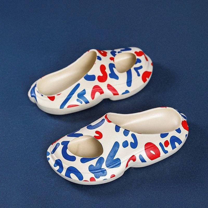 Ferris Printed Peep Top Rubber Moccasin Slippers - 3 Colors - Glova