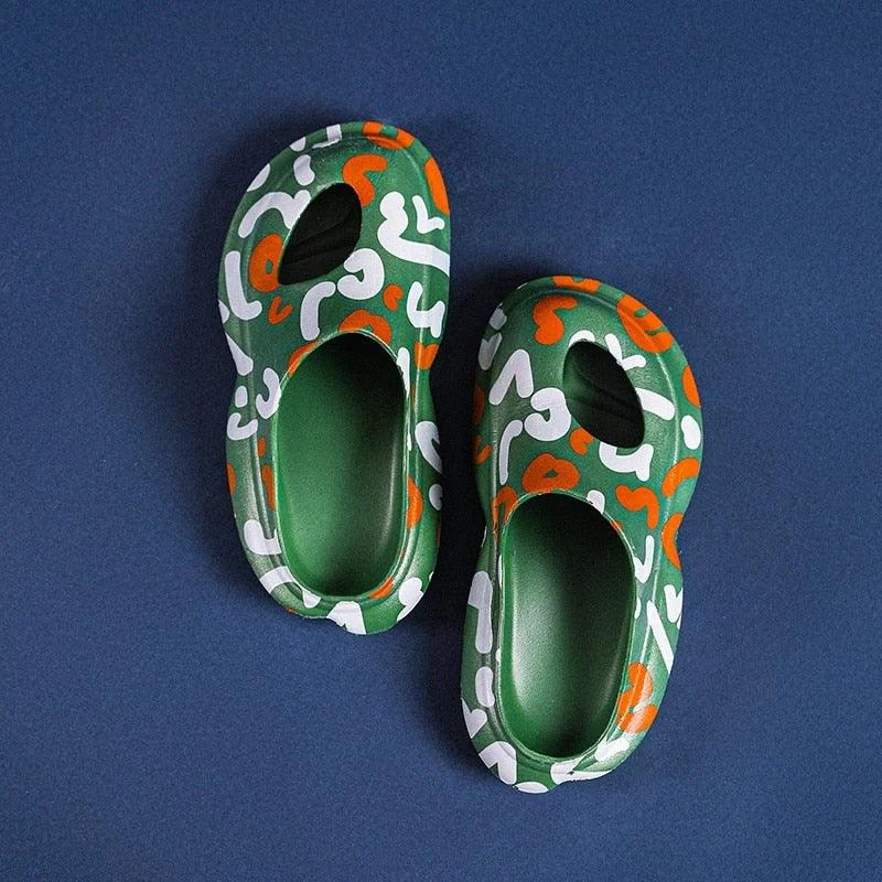 Ferris Printed Peep Top Rubber Moccasin Slippers - 3 Colors - Glova