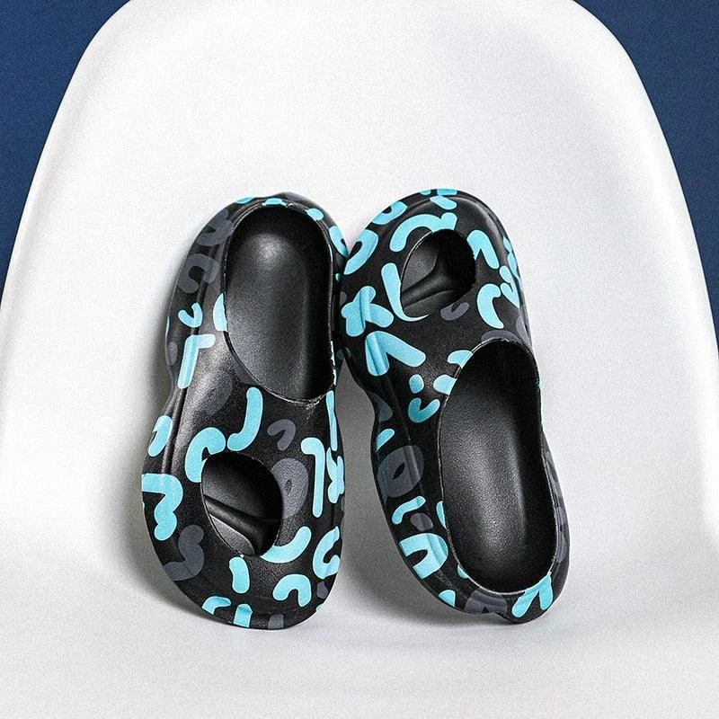 Ferris Printed Peep Top Rubber Moccasin Slippers - 3 Colors - Glova