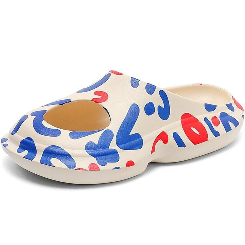 Ferris Printed Peep Top Rubber Moccasin Slippers - 3 Colors - Glova