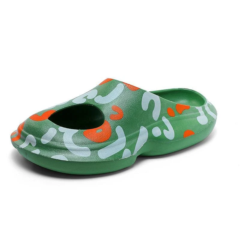 Ferris Printed Peep Top Rubber Moccasin Slippers - 3 Colors - Glova