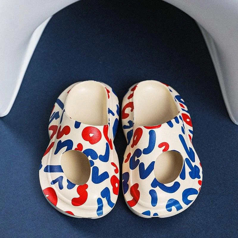 Ferris Printed Peep Top Rubber Moccasin Slippers - 3 Colors - Glova