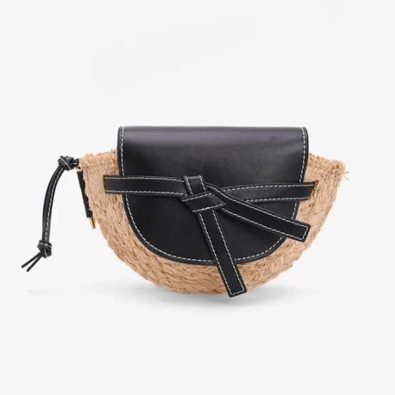 Fira half-moon Straw Saddle Bag - Glova