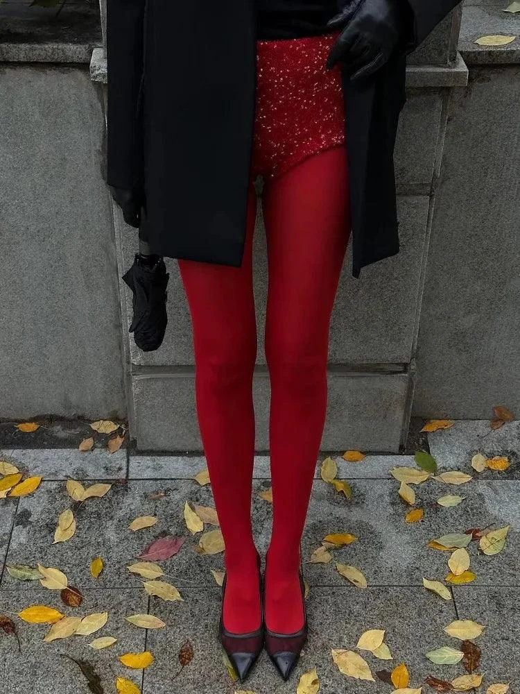 Fire Red Stockings - Sheer or Opaque - Glova