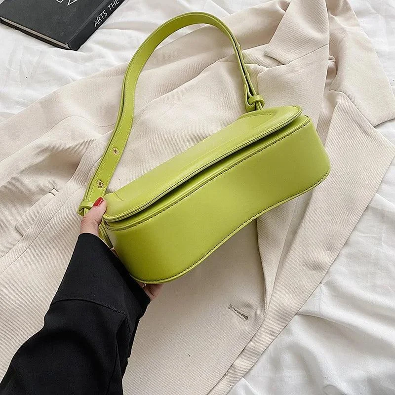 Flap Crossbody Pure Color PU Leather Armpit Saddle Handbags - Glova