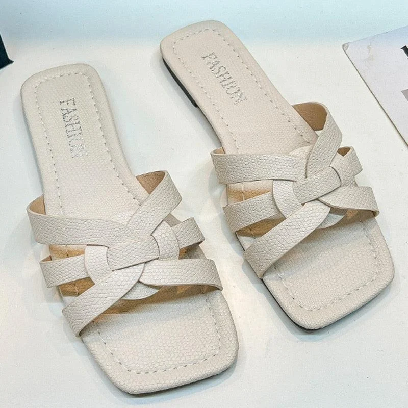 Flat Bottom Non-slip Outdoor Open Toe Slides Shoes - Glova