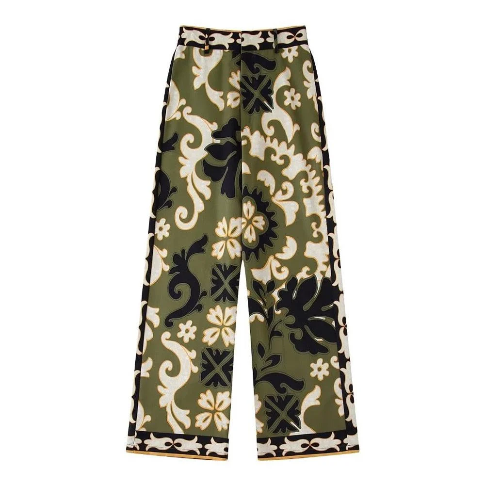 Fleur-de-lis Prints Tunic Top / Wide Leg Pants - Glova