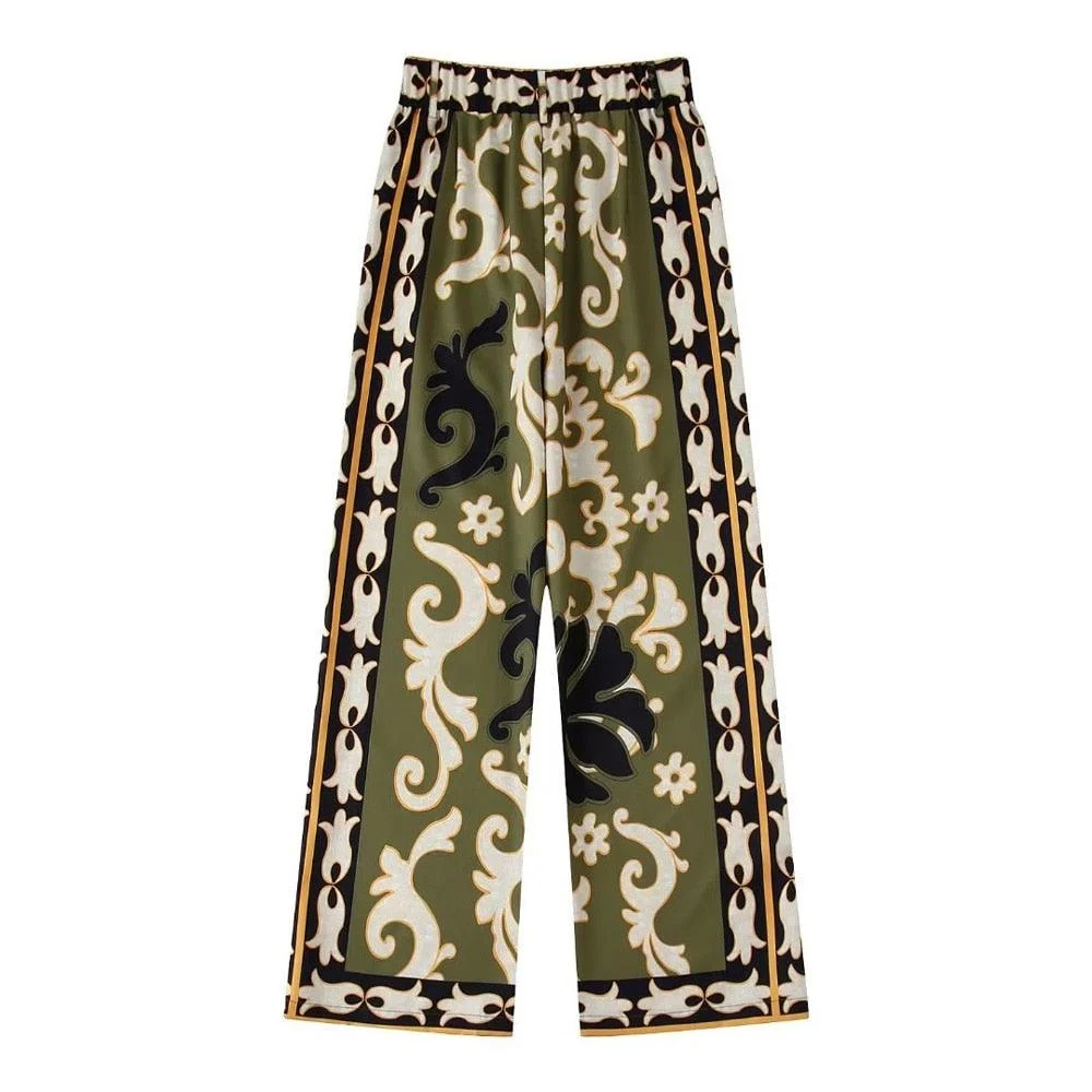 Fleur-de-lis Prints Tunic Top / Wide Leg Pants - Glova