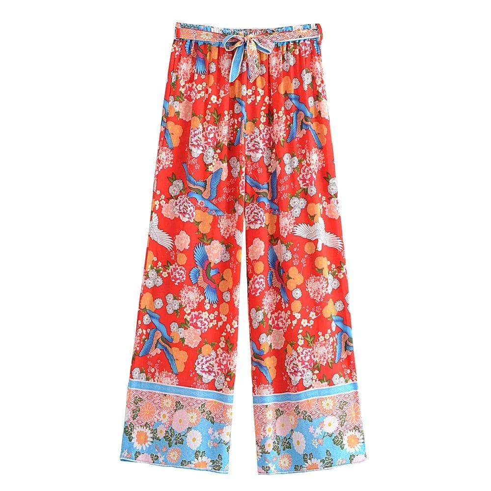 Fleur Wide Leg Boho Pants - Glova