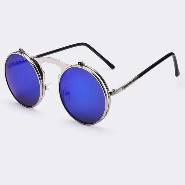 Flip Up Vintage Round Sunglasses - Glova