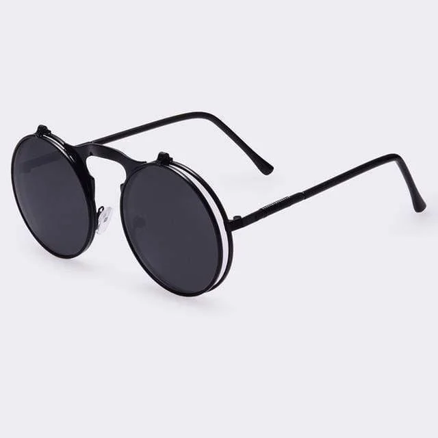 Flip Up Vintage Round Sunglasses - Glova