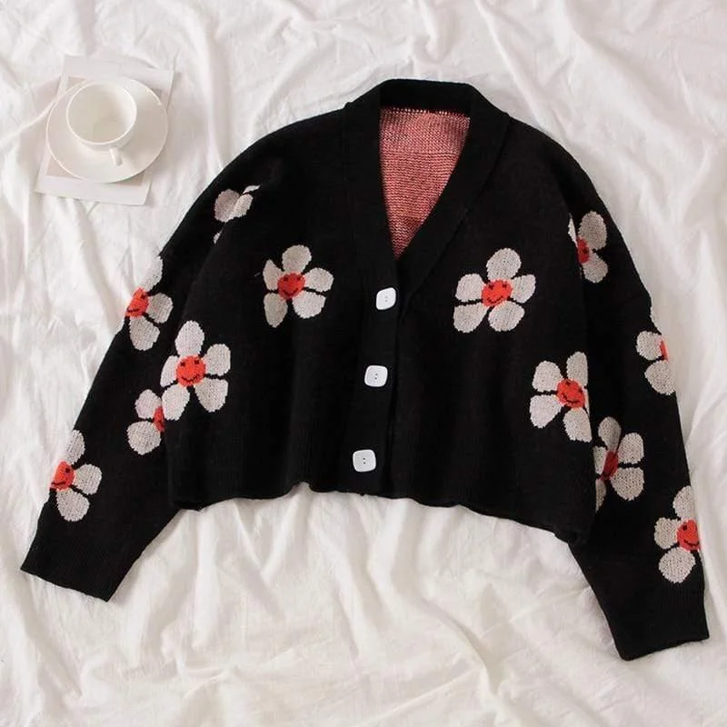 Floral Cropped Cardigan - Glova