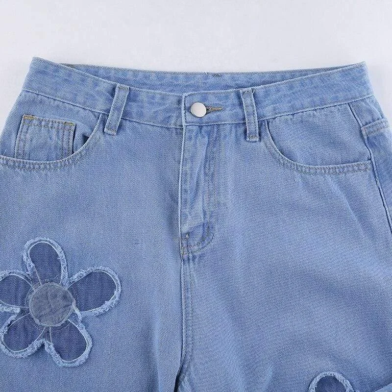 Floral Denim Pants - Glova