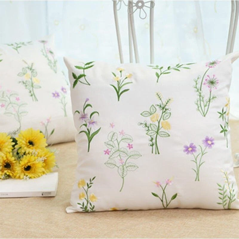 Floral Embroidered Cushion Cover - Glova