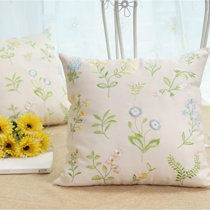 Floral Embroidered Cushion Cover - Glova