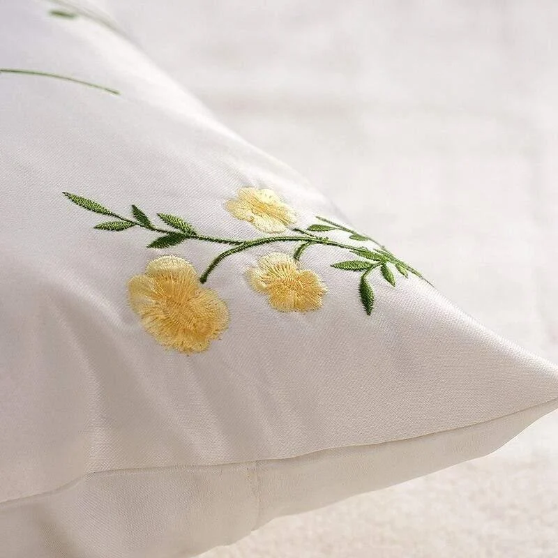 Floral Embroidered Cushion Cover - Glova