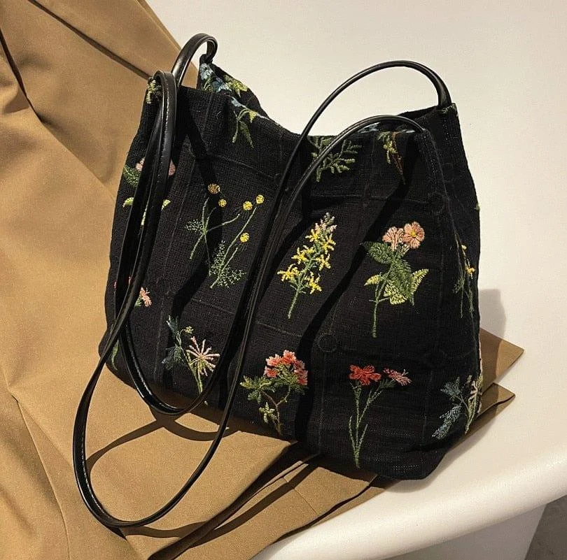 Floral Embroidered Handbag - Glova