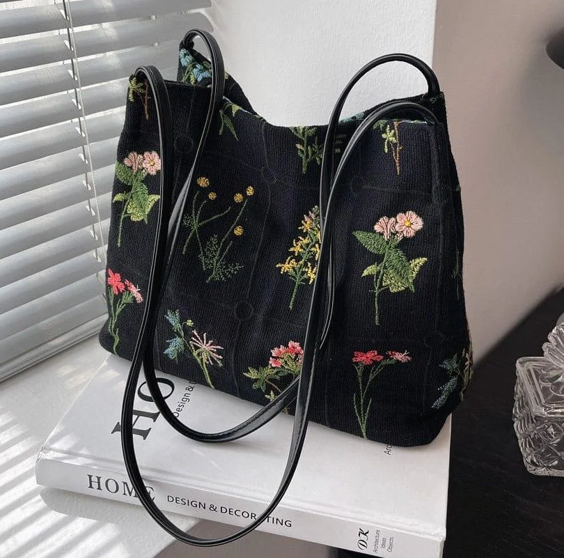 Floral Embroidered Handbag - Glova