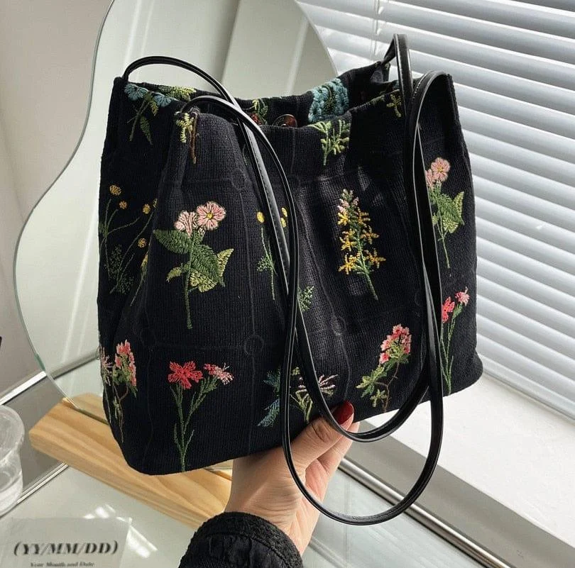 Floral Embroidered Handbag - Glova