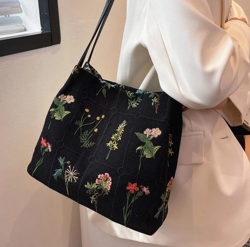 Floral Embroidered Handbag - Glova