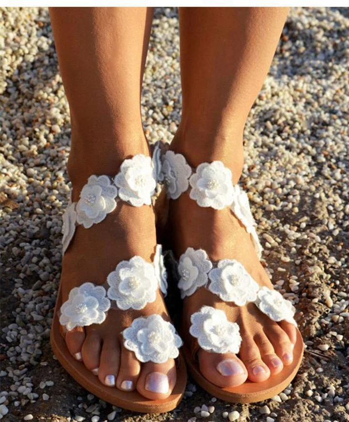 Floral Flat Sandals - Glova