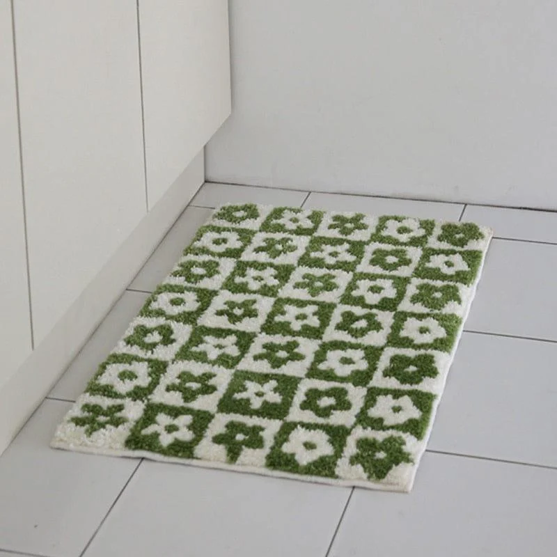 Floral Grids Tufted Bath Mats - Glova