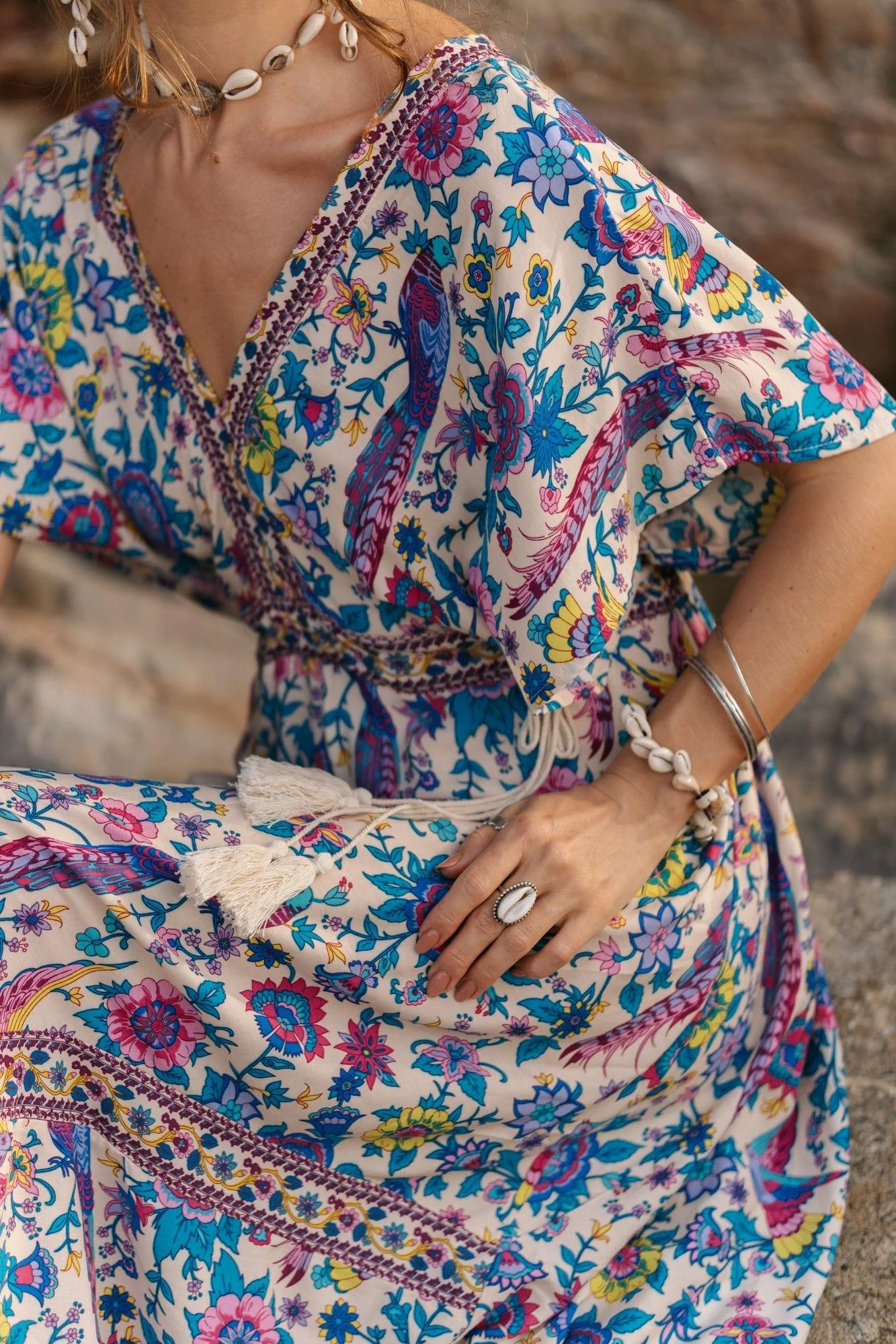 Floral Love Birds Maxi Dress - Glova