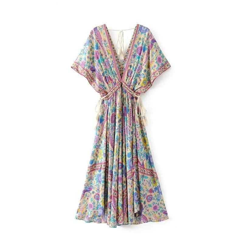 Floral Love Birds Maxi Dress - Glova