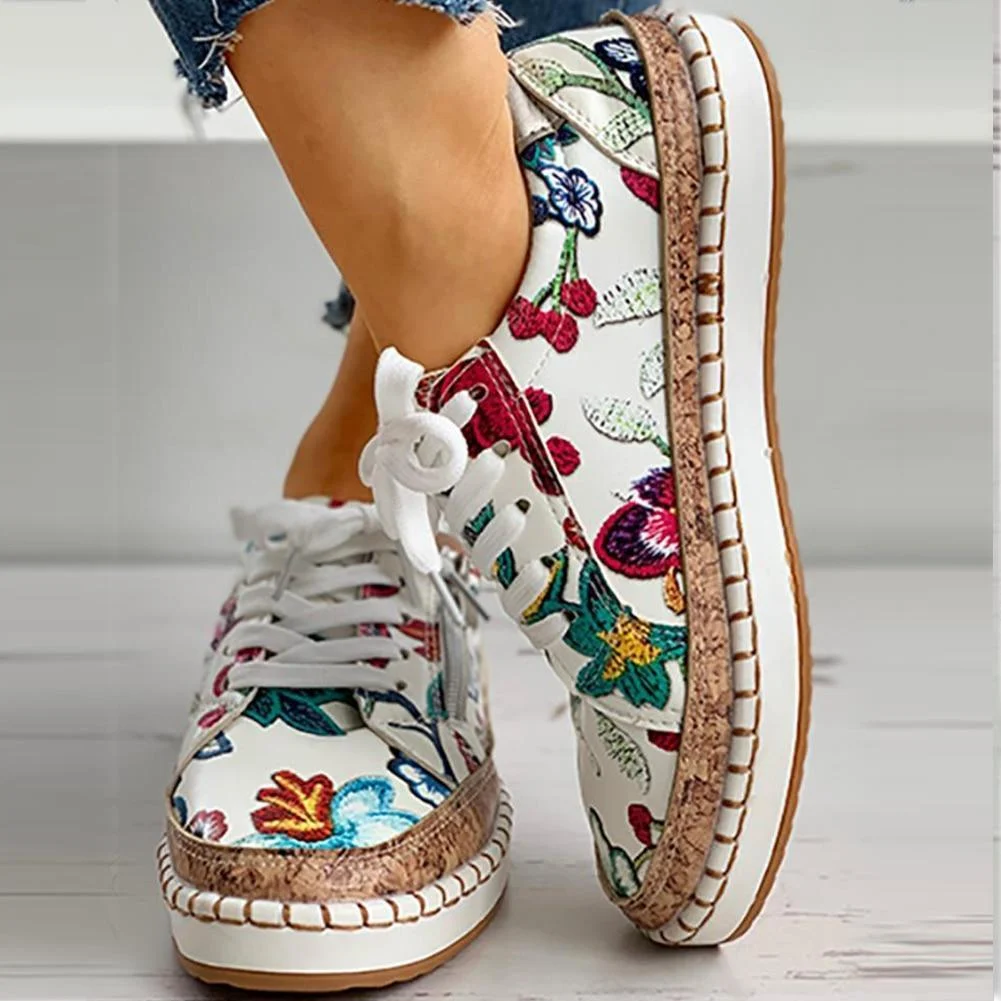 Floral Platform Sneakers - Glova