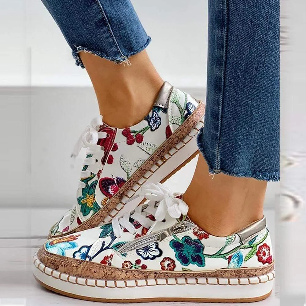 Floral Platform Sneakers - Glova