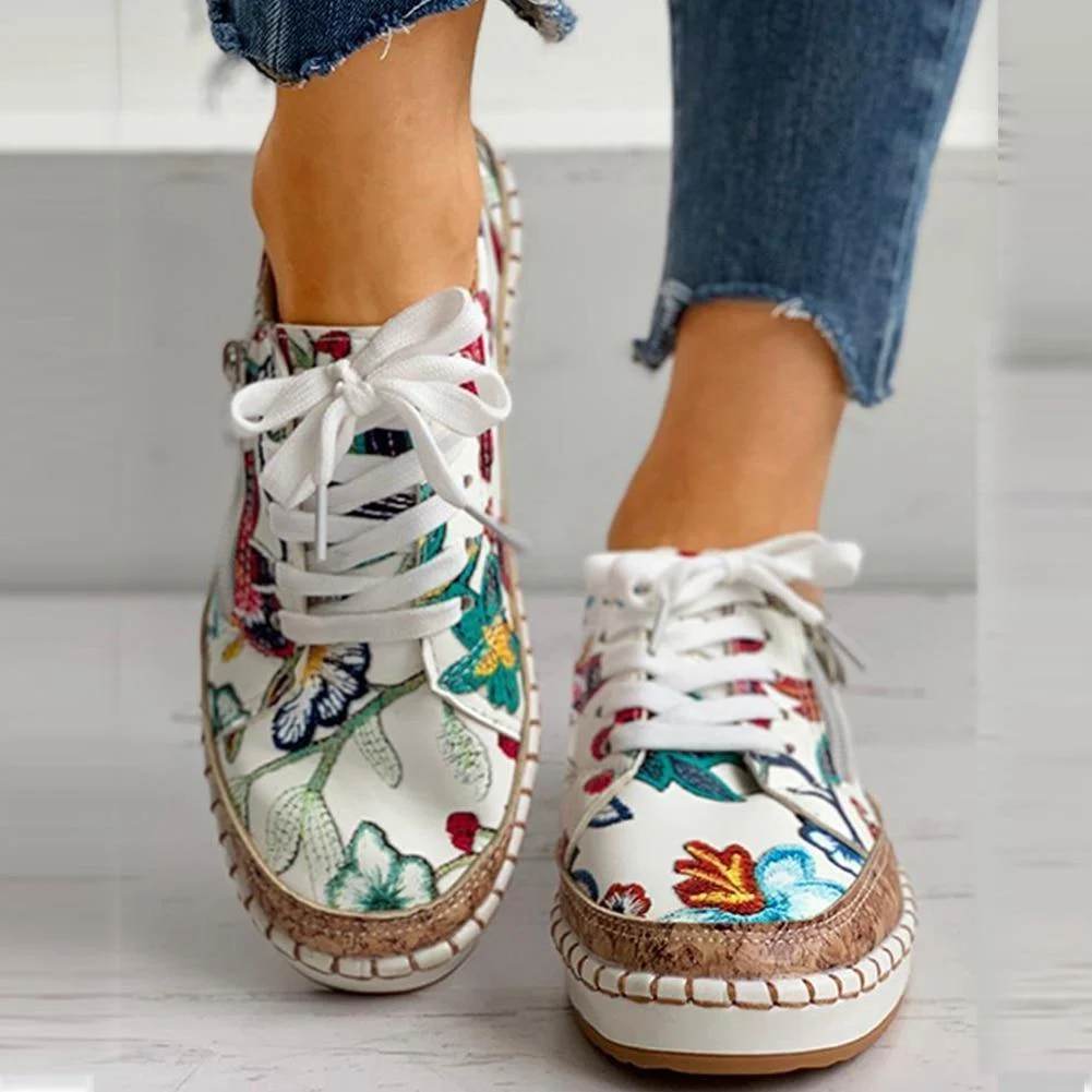 Floral Platform Sneakers - Glova