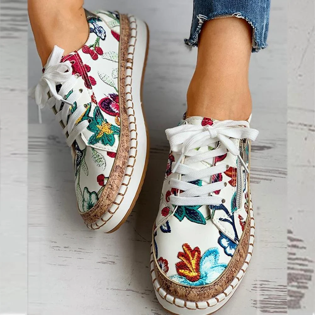 Floral Platform Sneakers - Glova