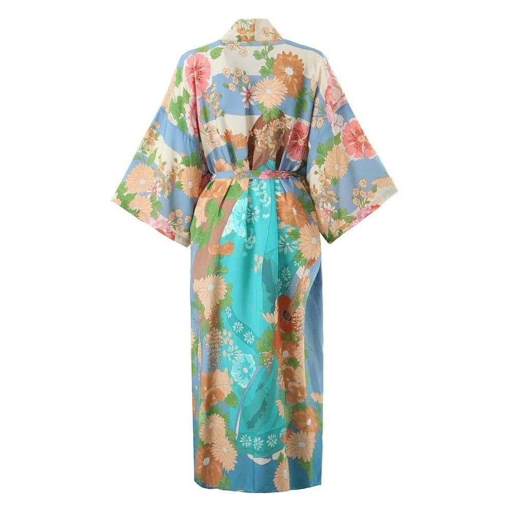 Floral Print Bohemian Kimono Robe - Glova