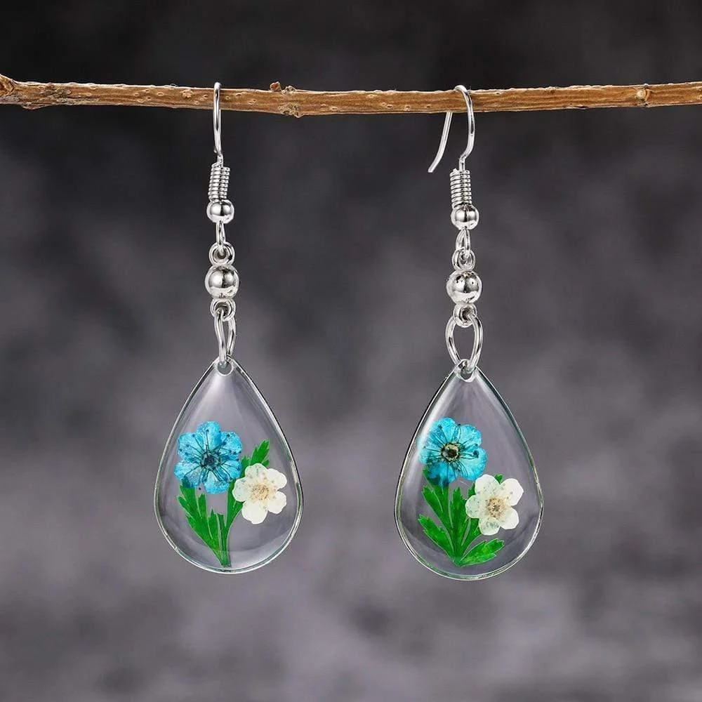 Floral Water Drop Earrings - Glova