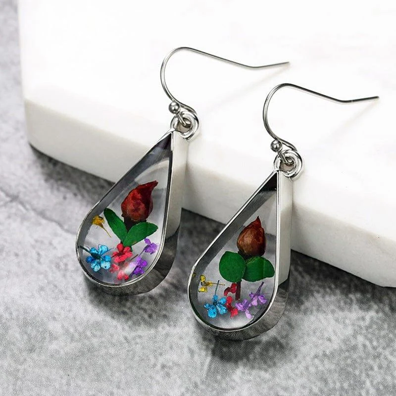 Floral Water Drop Earrings - Glova