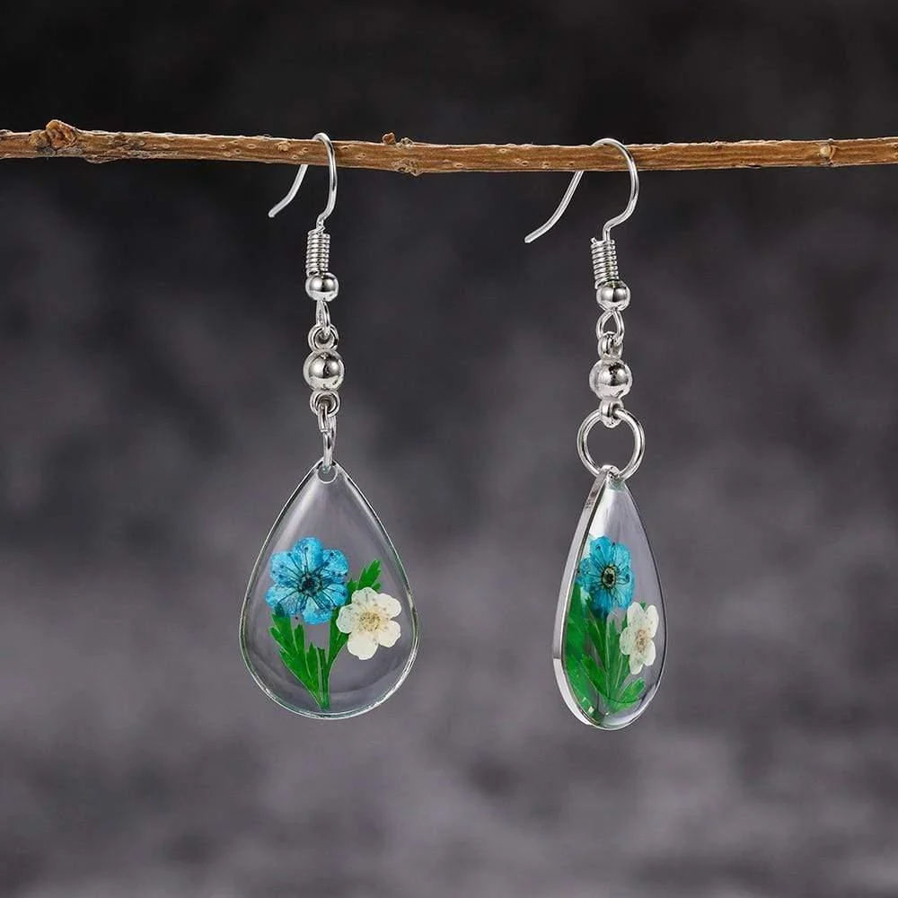 Floral Water Drop Earrings - Glova