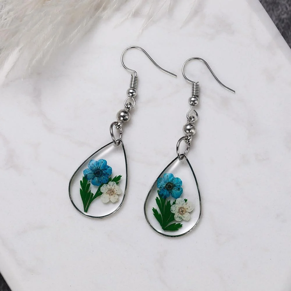 Floral Water Drop Earrings - Glova