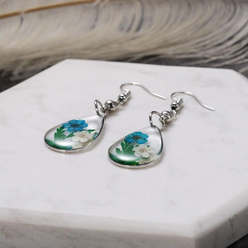 Floral Water Drop Earrings - Glova