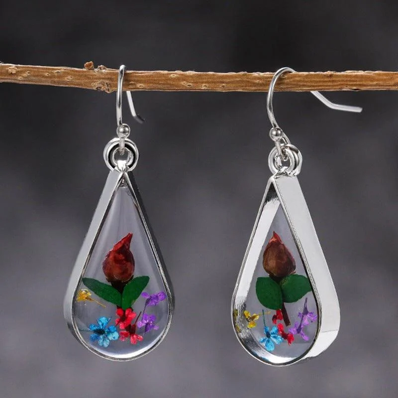 Floral Water Drop Earrings - Glova