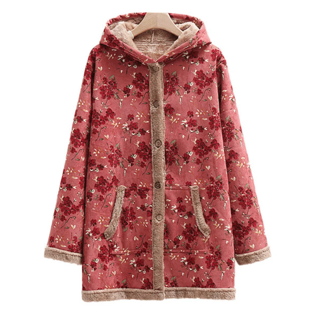 Flower Child Faux Fur Hooded Coat - Glova