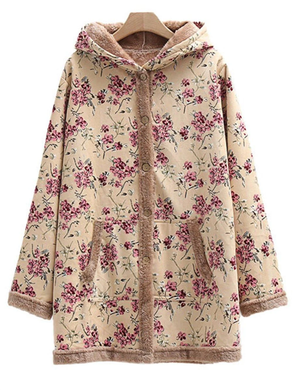 Flower Child Faux Fur Hooded Coat - Glova