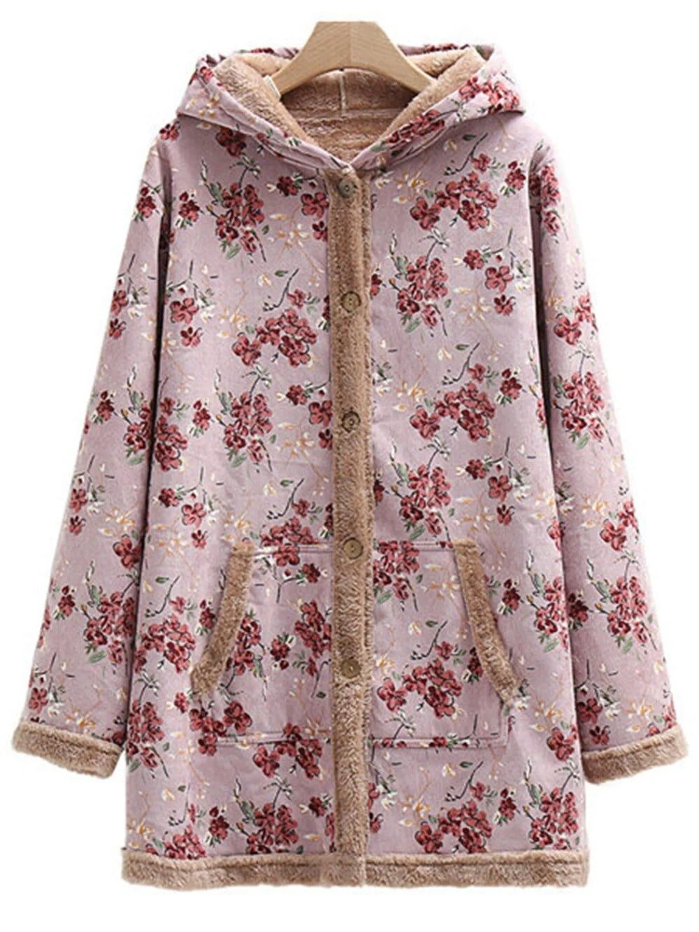 Flower Child Faux Fur Hooded Coat - Glova