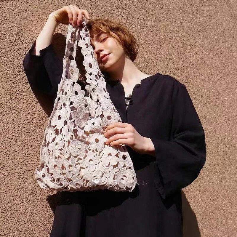 Flower Cut Out Eyelet Hobo Bags - 4 Colors - Glova