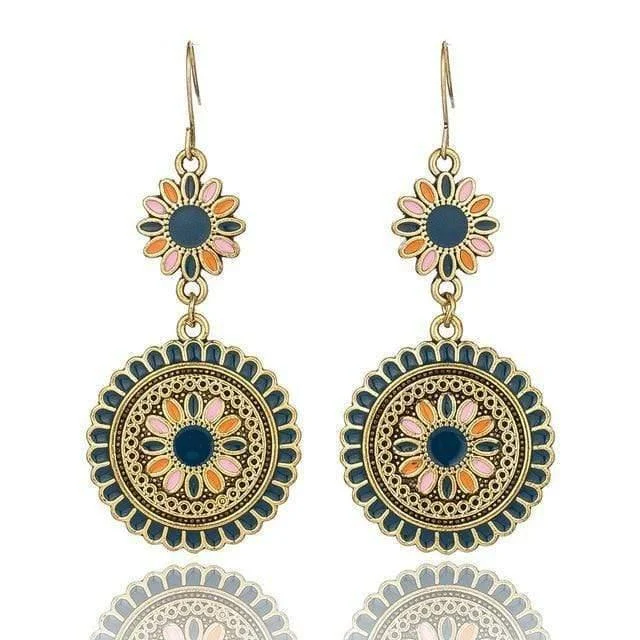 Flower Dangle Drop Earrings - Glova