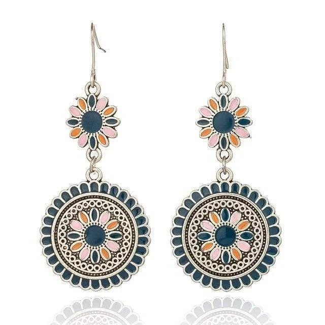 Flower Dangle Drop Earrings - Glova