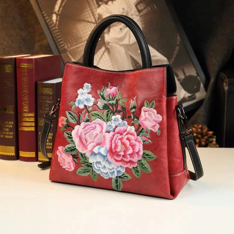 Flower Design Crossbody Leather Handbags for Women - Glova